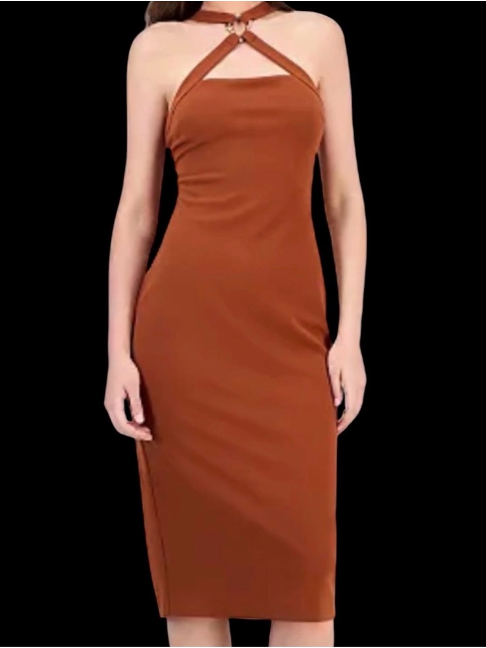 RACHEL Rachel Roy Rust Brown Halter Midi Dress NWT size XL
